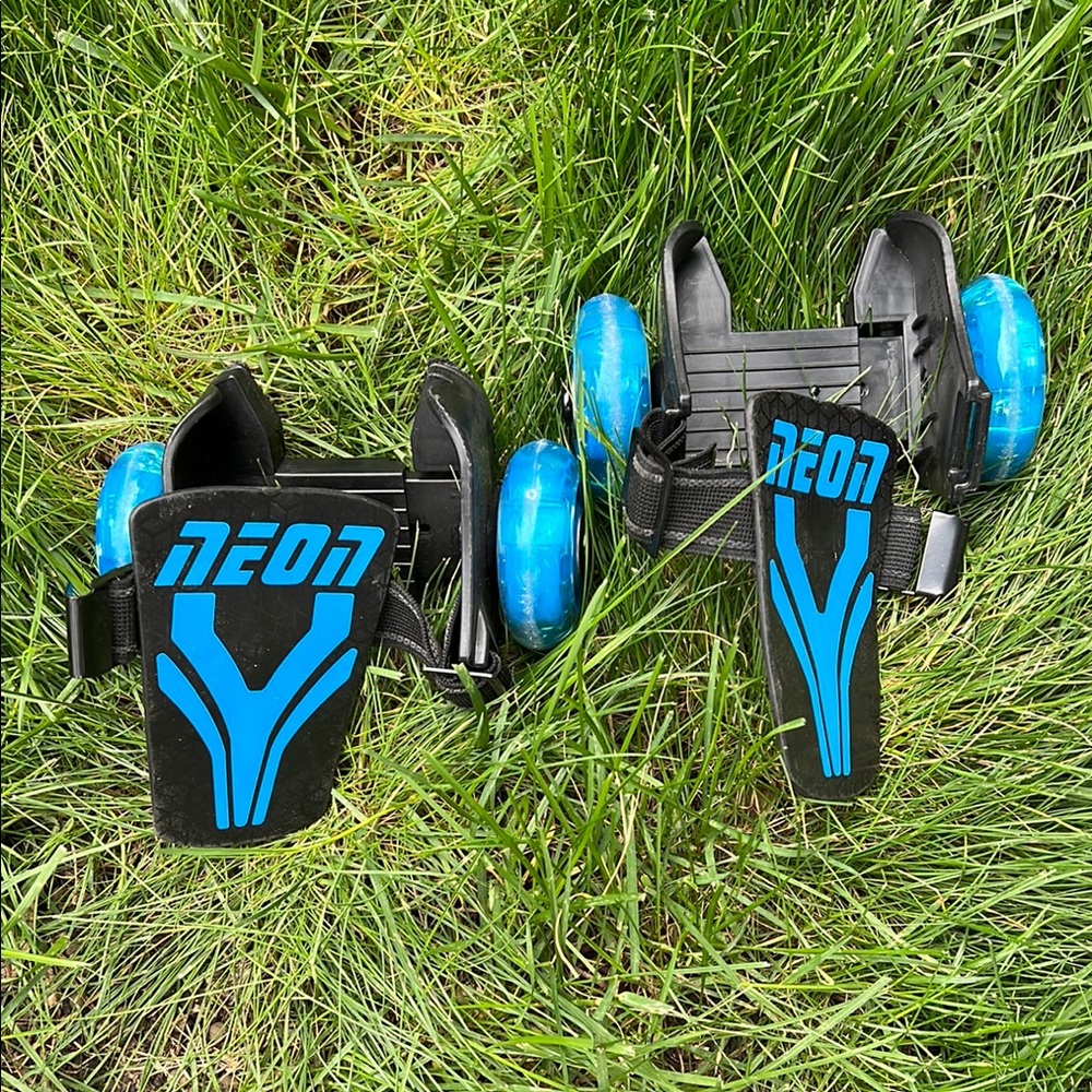 Neon Blue and Black Roller Skates